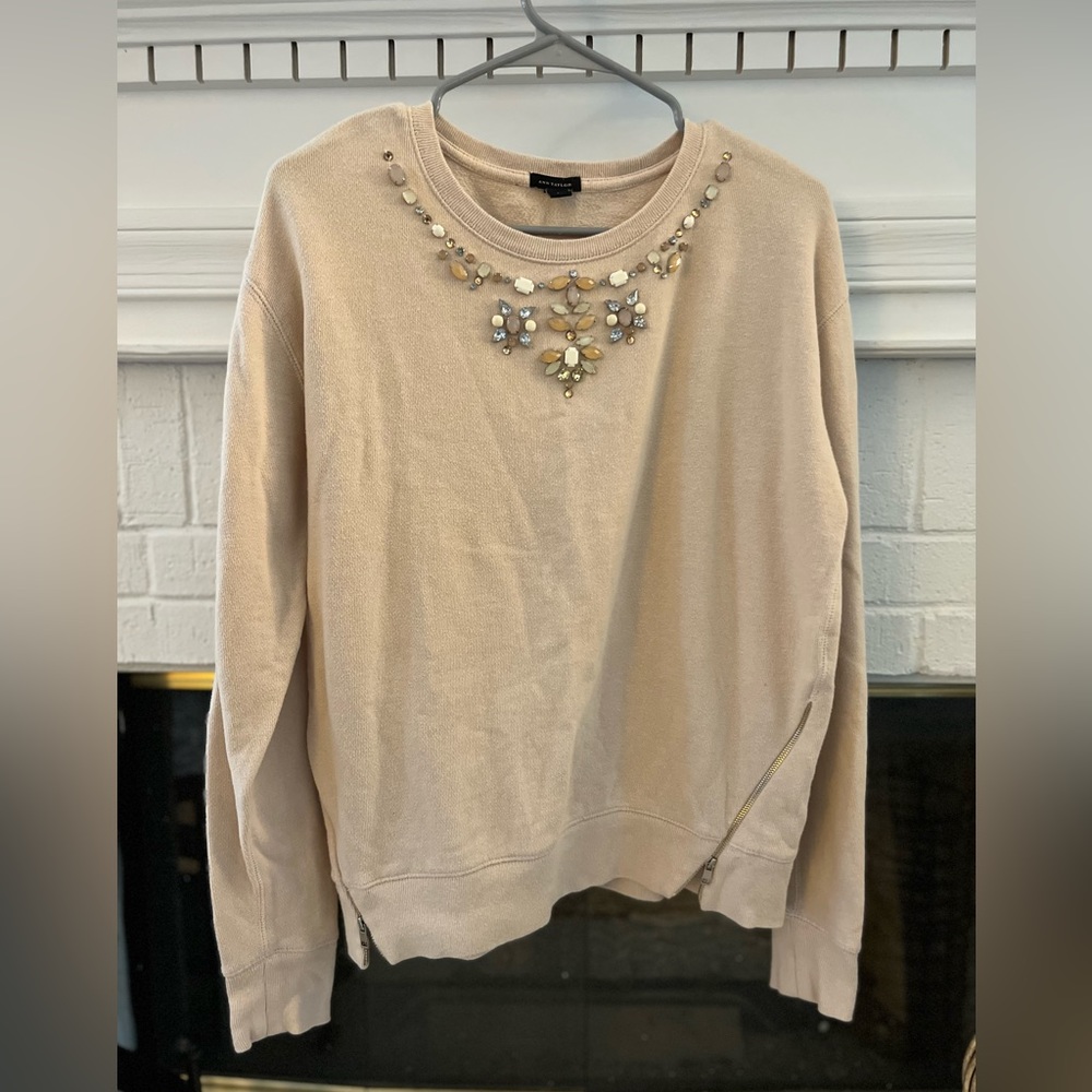 Ann Taylor Beaded Sweater, Large